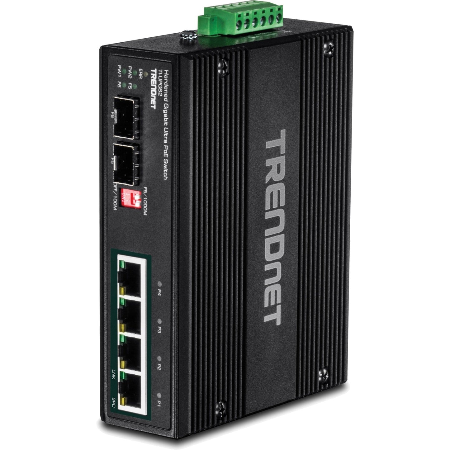 Commutateur rail DIN Gigabit industriel Ultra PoE 6 ports TRENDnet TI-UPG62