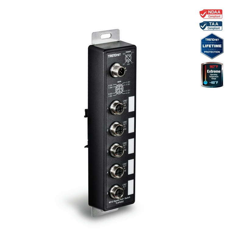 TRENDNET TI-XPG50 5-Port Industrial EN50155 M12 Switch