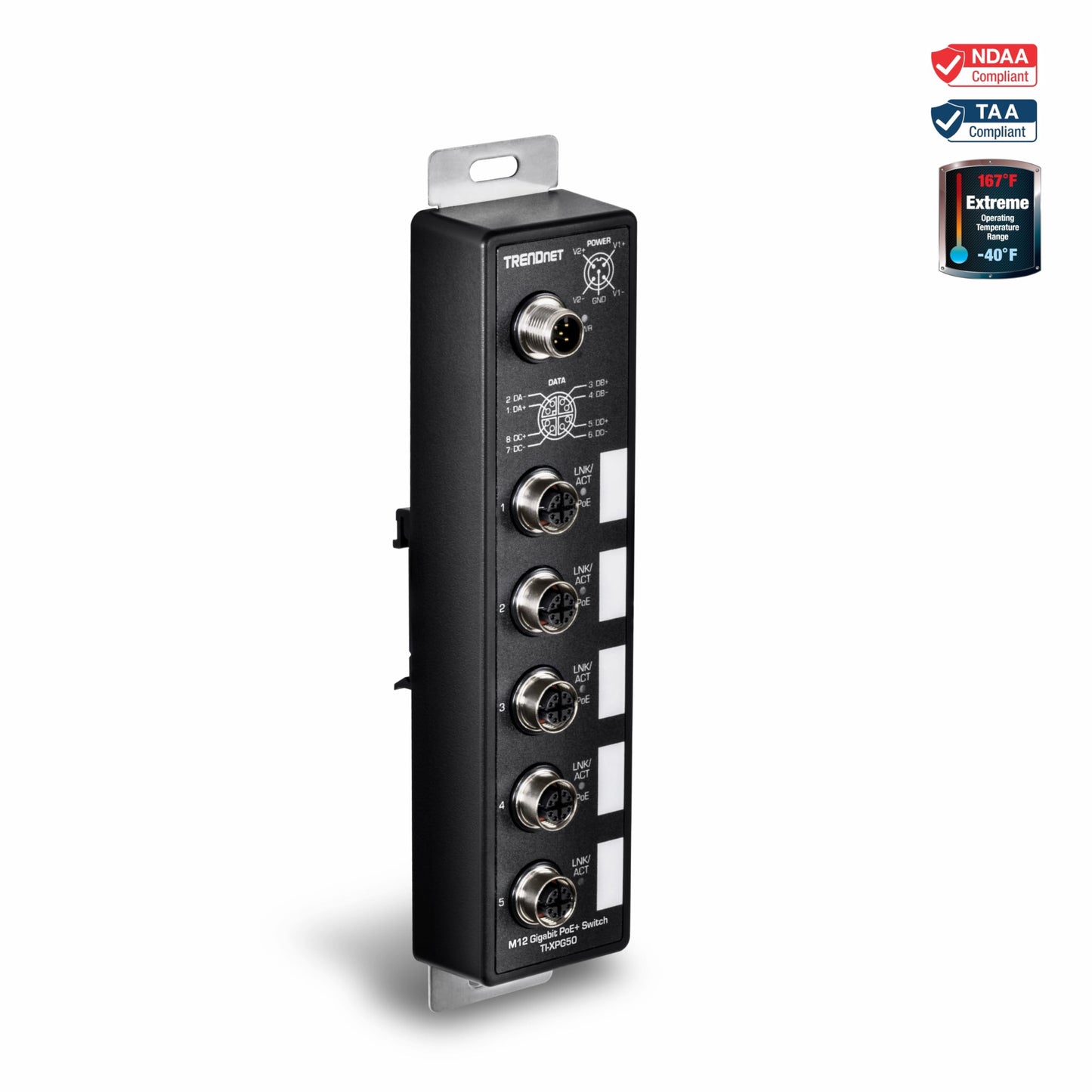 TRENDNET TI-XPG50 5-Port Industrial EN50155 M12 Switch