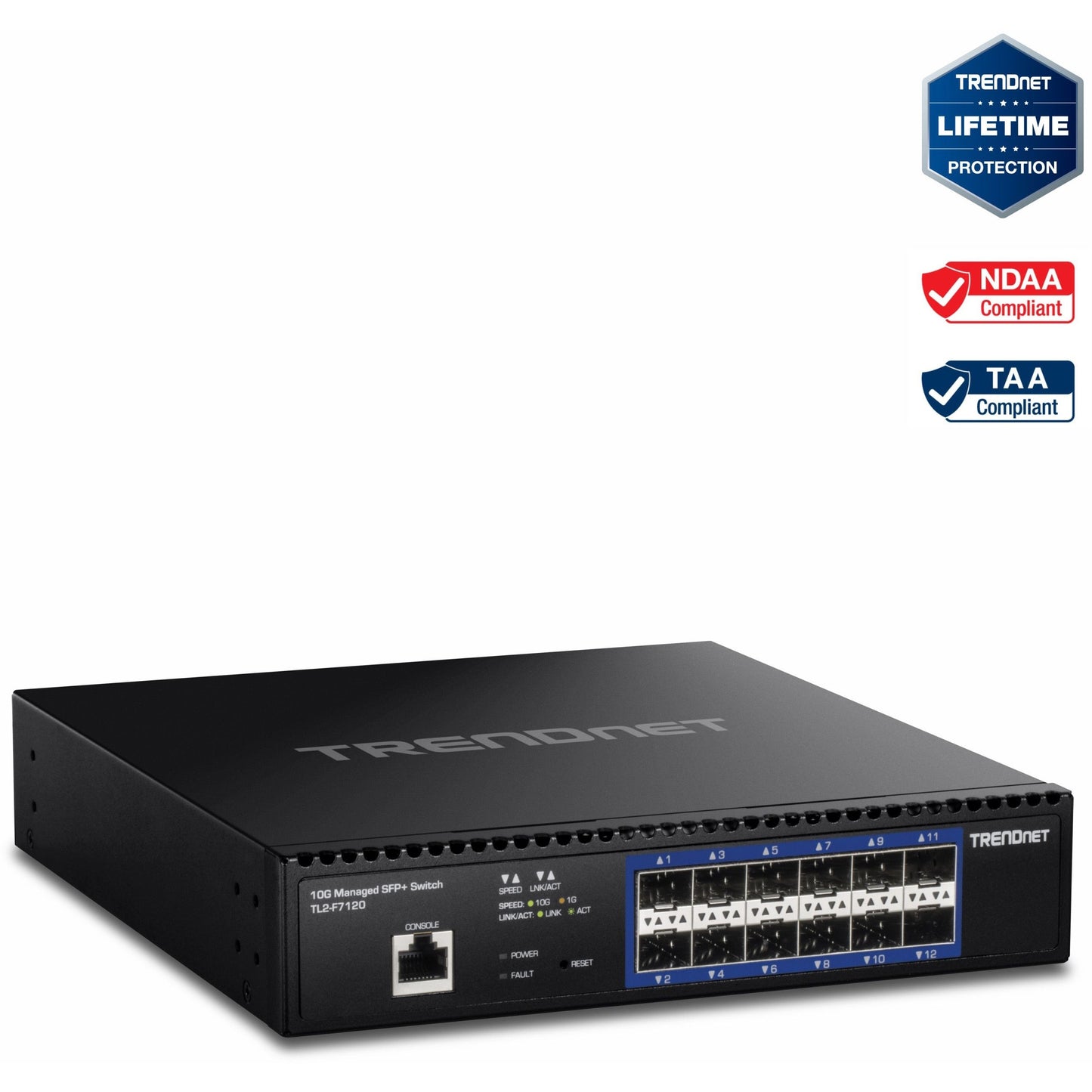 TRENDnet TL2-F7120 12-Port 10G SFP+ Layer 2 Managed Switch