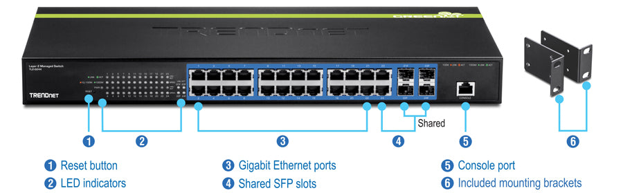 Commutateur Gigabit couche 2 à 24 ports TRENDnet TL2-G244