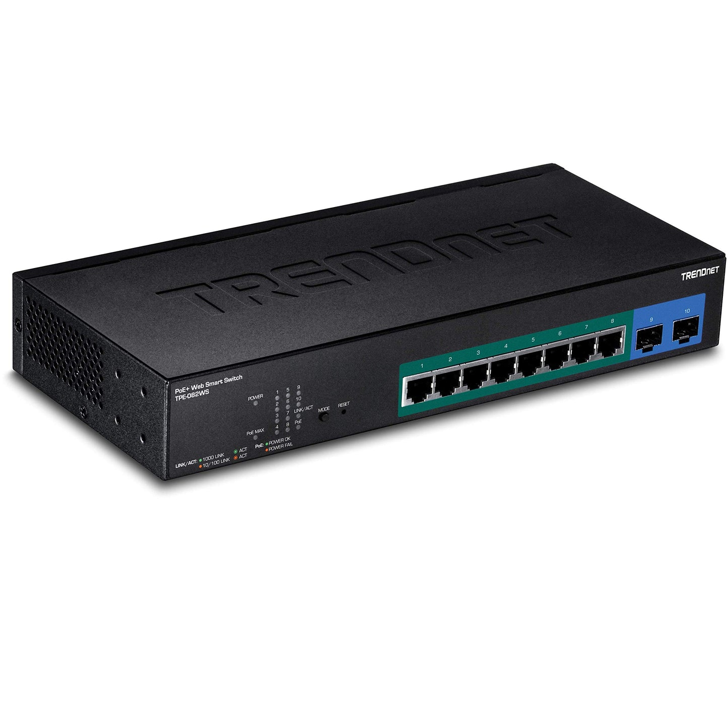 Commutateur Web intelligent PoE+ Gigabit 10 ports TRENDnet TPE-082WS