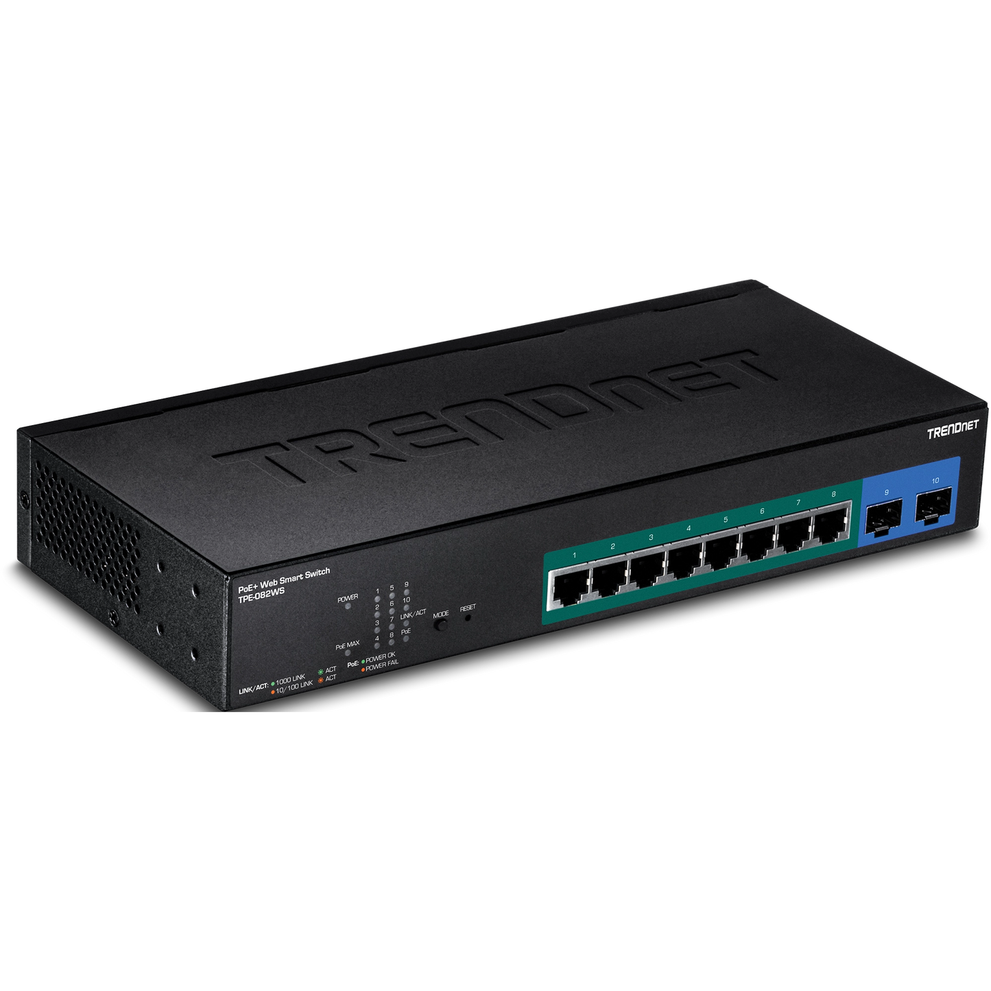 Commutateur Web intelligent PoE+ Gigabit 10 ports TRENDnet TPE-082WS