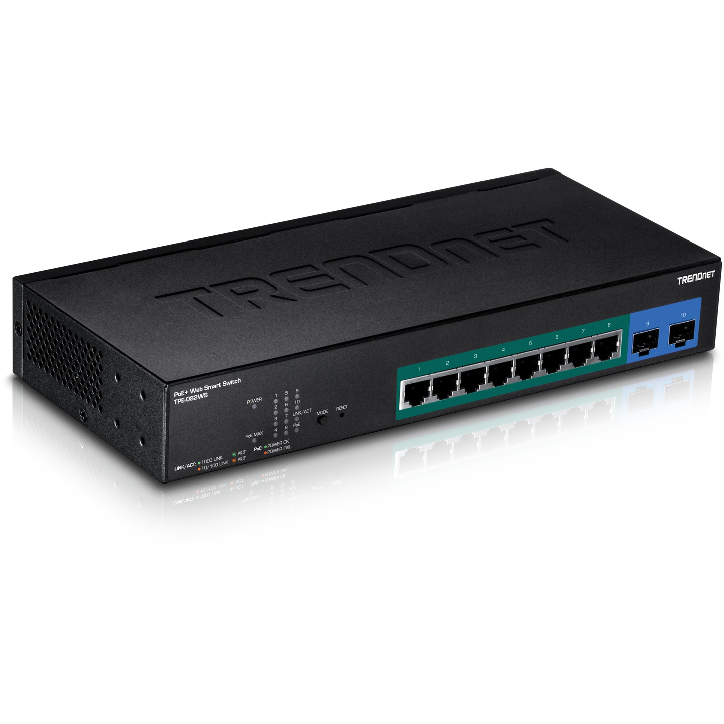 Commutateur Web intelligent PoE+ Gigabit 10 ports TRENDnet TPE-082WS