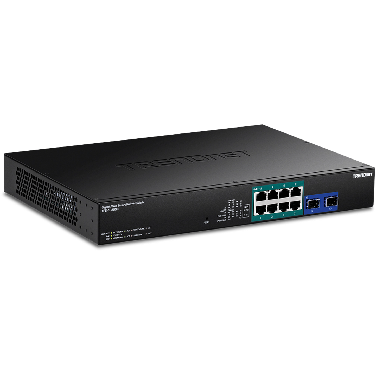 Commutateur Web Smart PoE++ Gigabit 10 ports TRENDnet TPE-1020SB