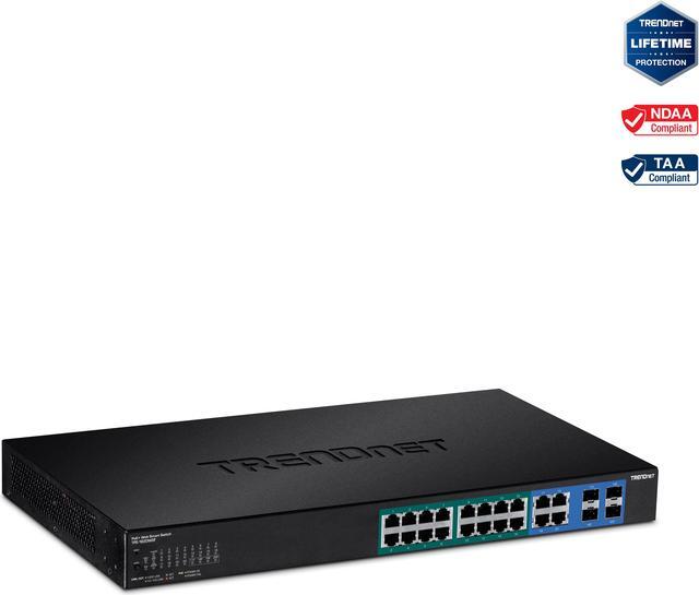 TRENDnet TPE-1620WSF 20-Port Gigabit PoE+ Switch with 2 SFP & 370W Power Supply