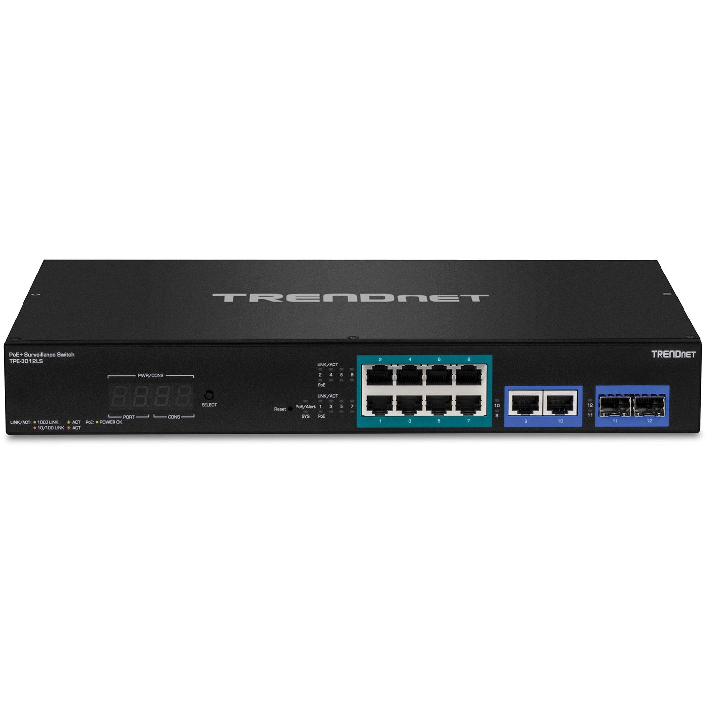 Commutateur de surveillance intelligent Gigabit PoE+ 12 ports TRENDnet TPE-3012LS