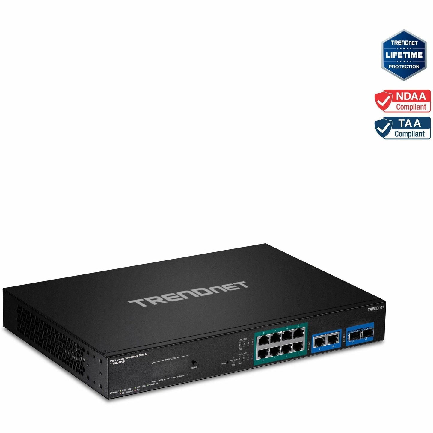 TRENDnet TPE-3012LS 12-Port Gigabit PoE+ Smart Surveillance Switch