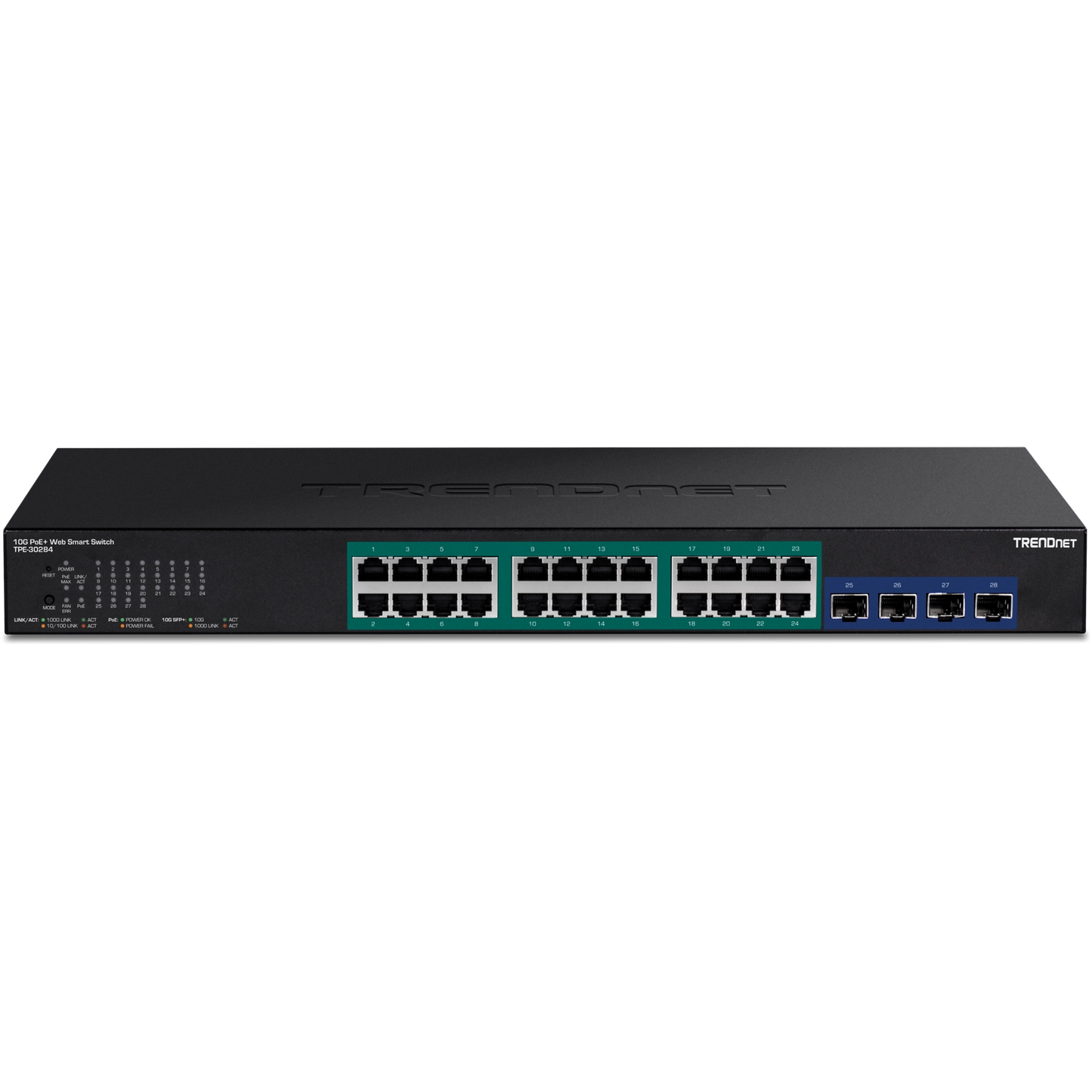 TRENDnet TPE-30284 28-Port Gigabit Web Smart PoE+ Switch with 10G SFP+