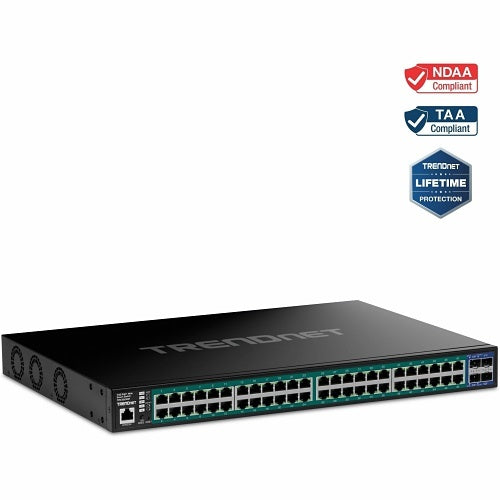 TRENDnet TPE-3524SF 52-Port Gigabit PoE+ Switch with 10G SFP+ Slots