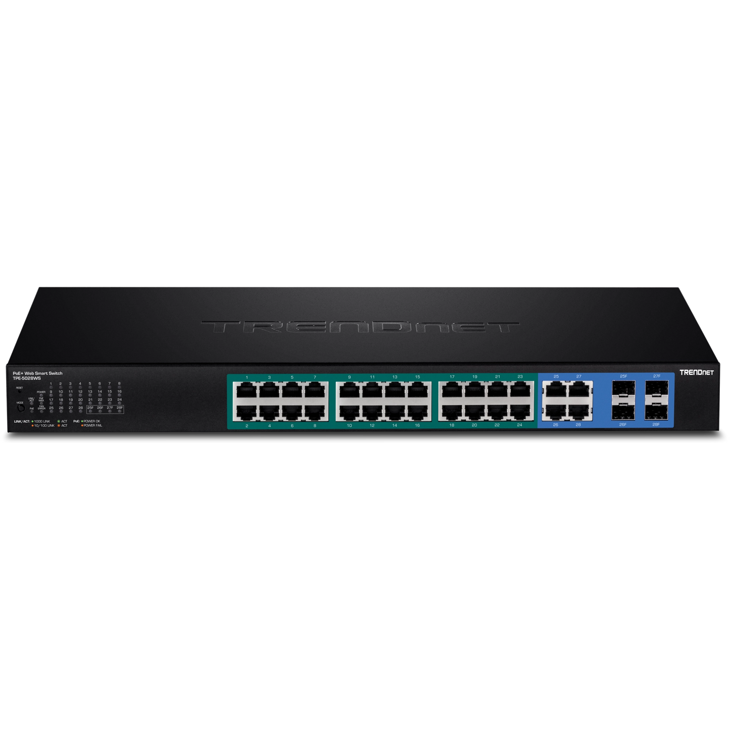 Commutateur Web intelligent PoE+ Gigabit 28 ports TRENDnet TPE-5028WS (370 W)