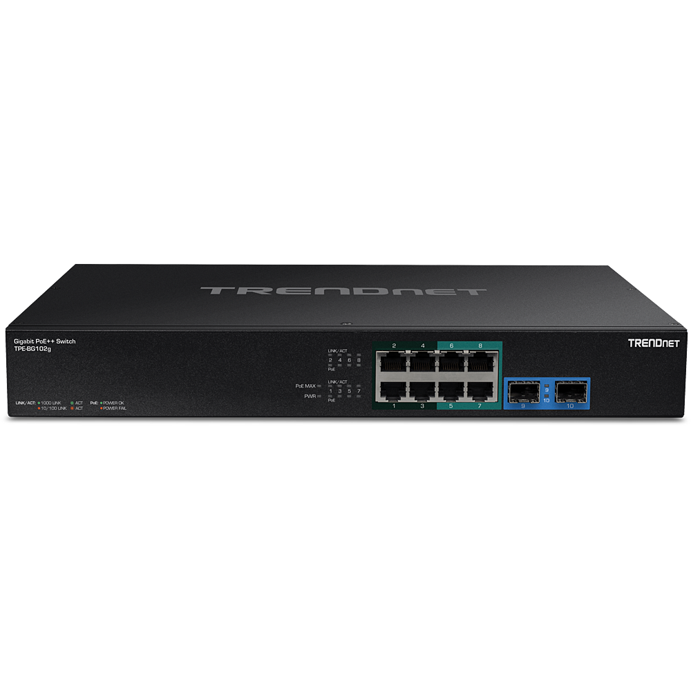 Commutateur Gigabit 4 ports PoE TRENDnet TPE-BG102G 10 ports