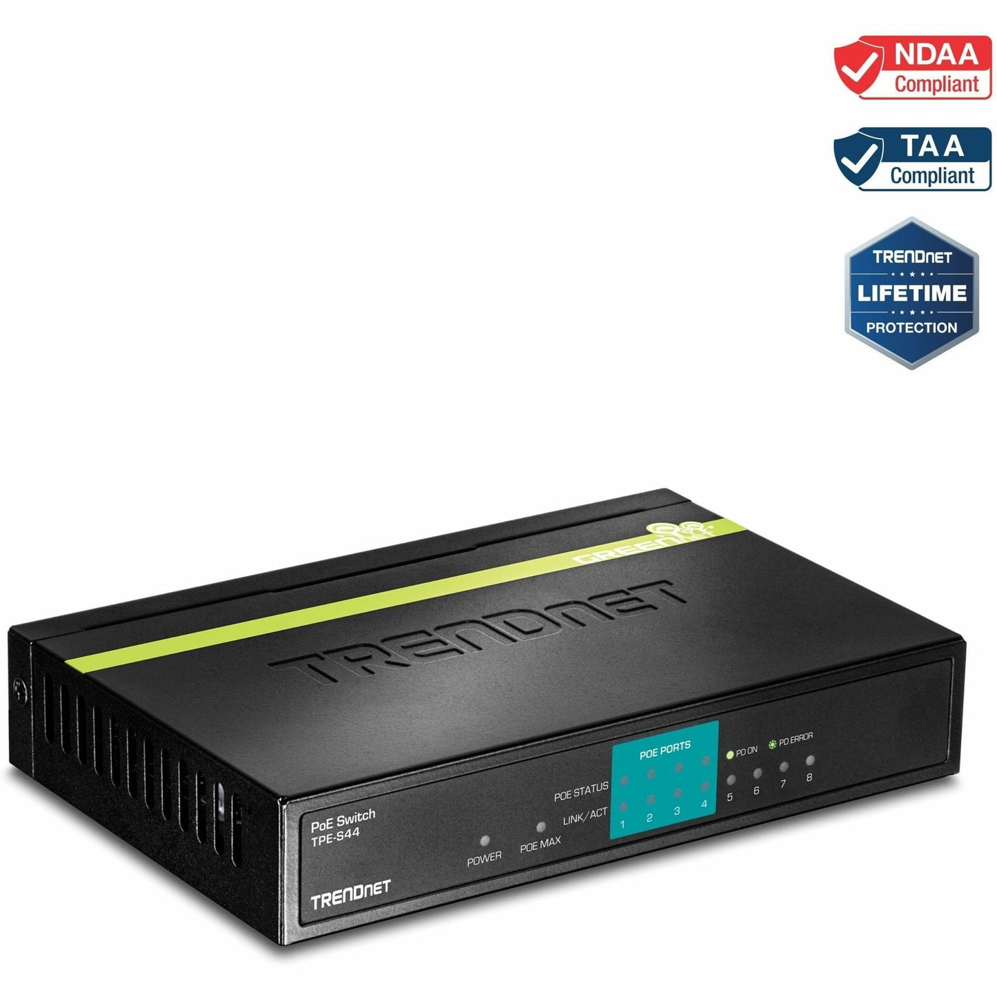 Commutateur Fast Ethernet 8 ports (4 PoE) TRENDNET TPE-S44