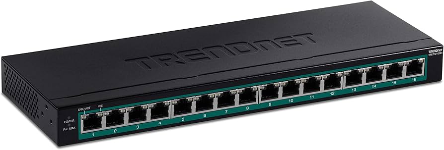 Commutateur Gigabit PoE+ 16 ports TRENDnet TPE-TG160H (123 W)