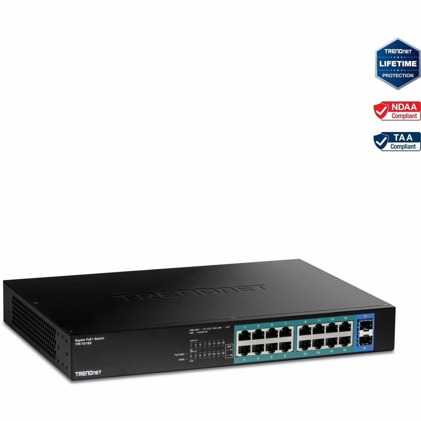 TRENDNET TPE-TG182 18-Port Gigabit PoE+ Switch (240W)
