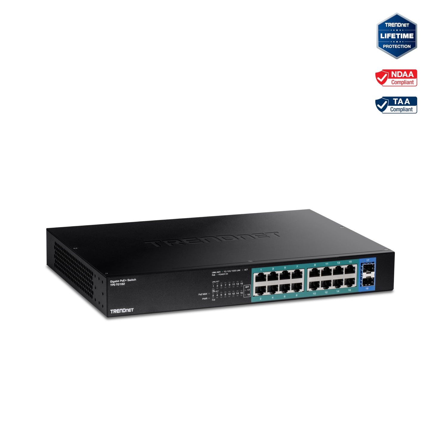 TRENDNET TPE-TG182 18-Port Gigabit PoE+ Switch (240W)