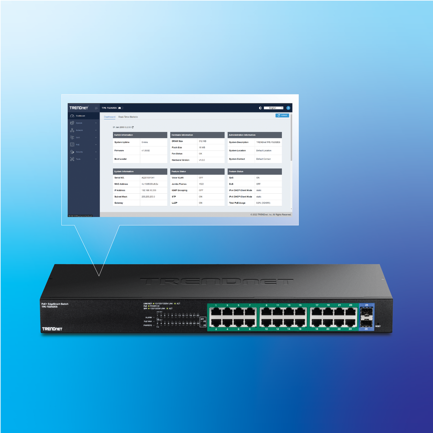 TRENDnet TPE-TG262ES 26-Port Gigabit EdgeSmart PoE+ Switch
