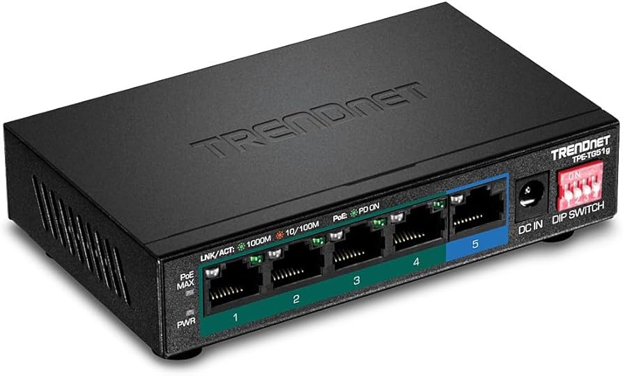 Commutateur Gigabit PoE+ 5 ports TRENDnet TPE-TG51G (60 W)