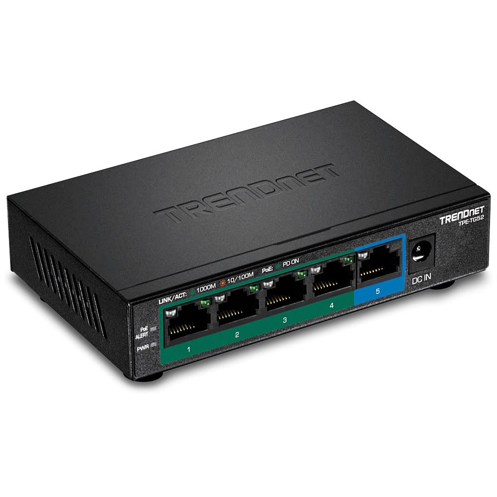 TRENDNET TPE-TG52 5-Port Gigabit PoE+ Switch, 32W