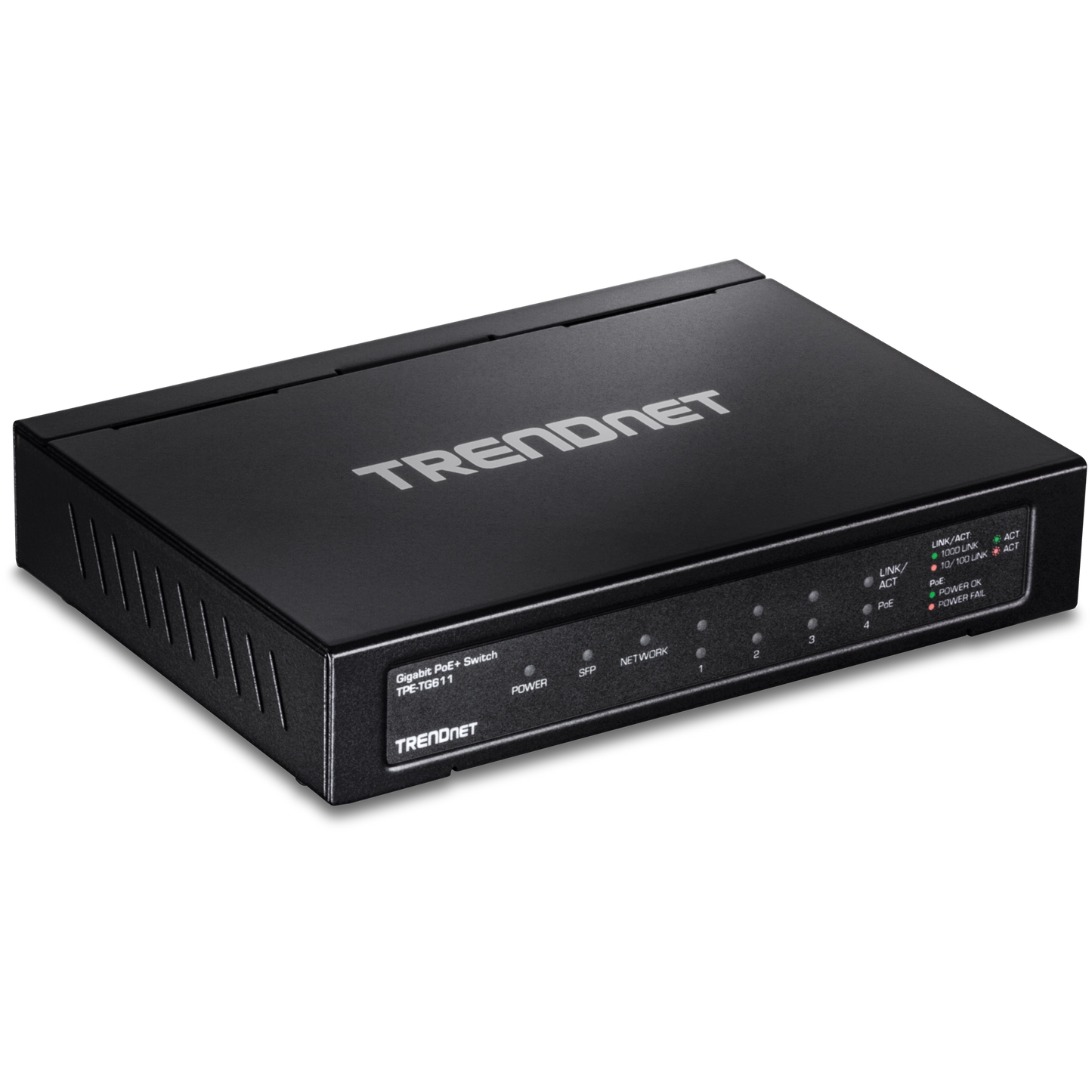 Commutateur Gigabit PoE+ 6 ports TRENDnet TPE-TG611, alimentation PoE 65 W