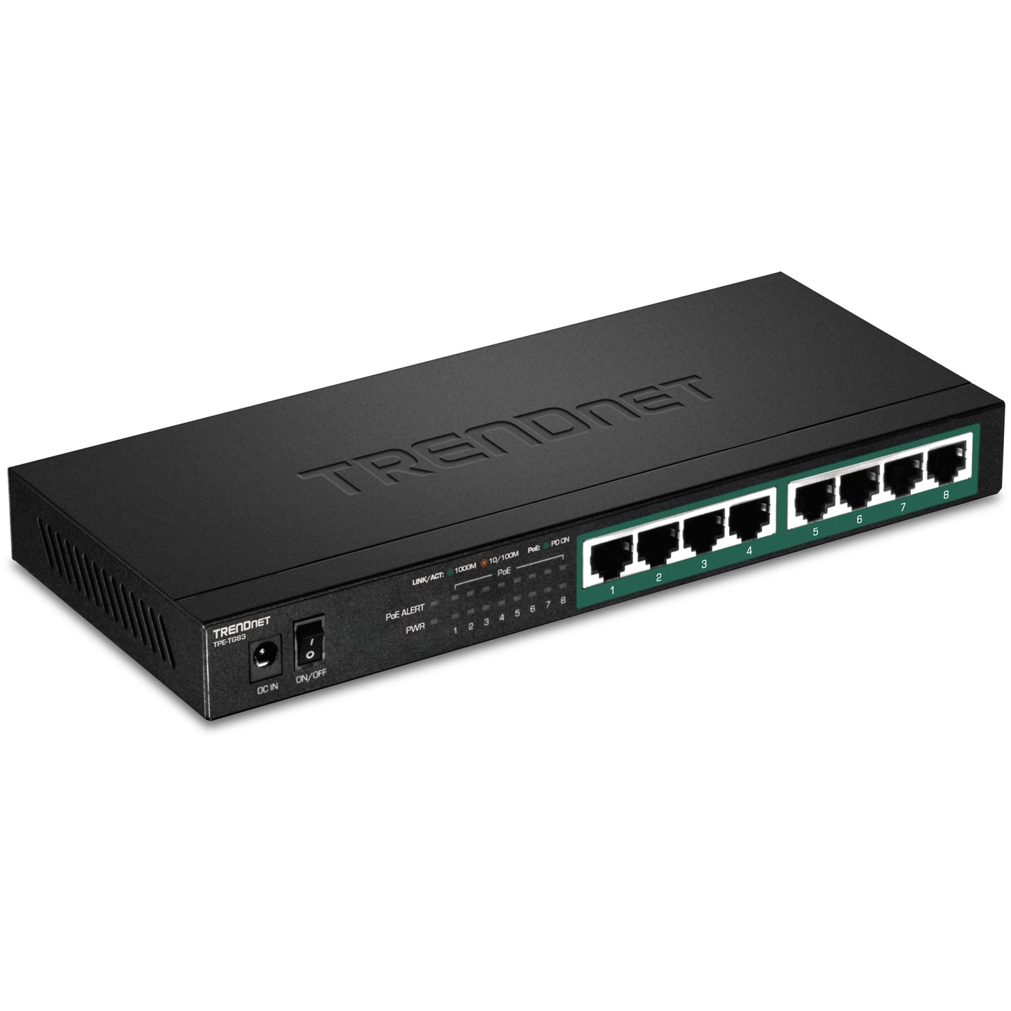 TRENDnet TPE-TG83 8-Port Gigabit PoE+ Switch, 65W