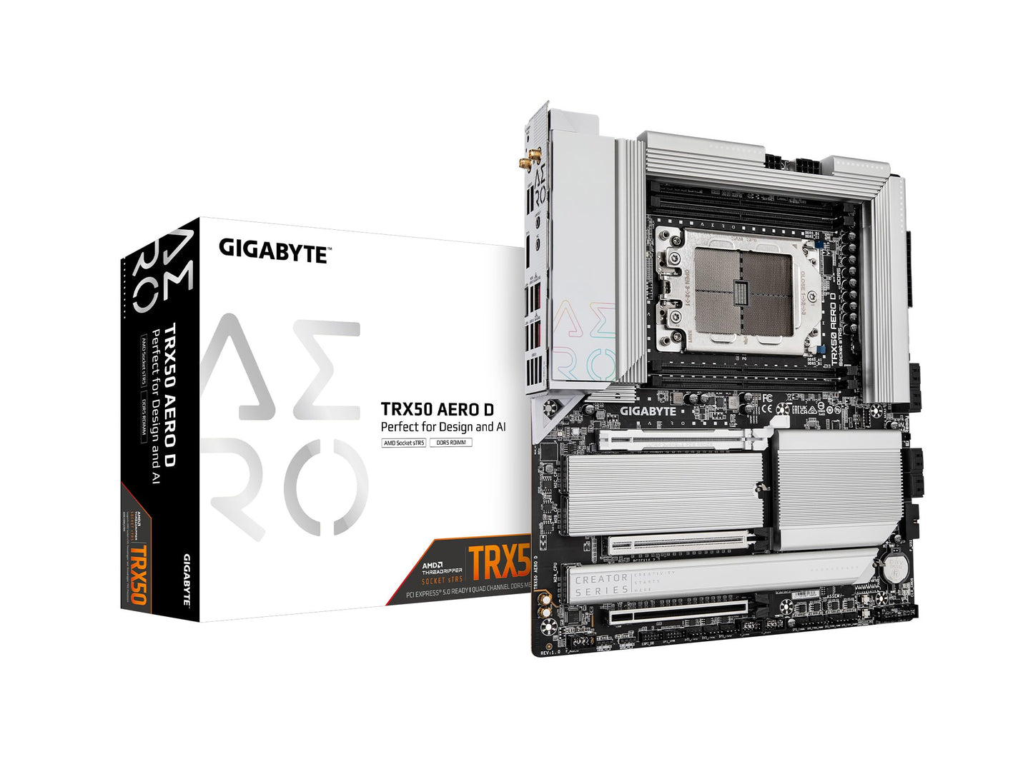 GIGABYTE TRX50 AERO D E-ATX sTR5 Motherboard, DDR5, PCIe 5.0