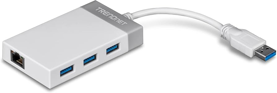 Adaptateur USB 3.0 vers Gigabit Ethernet TRENDnet TU3-ETGH3 + concentrateur USB