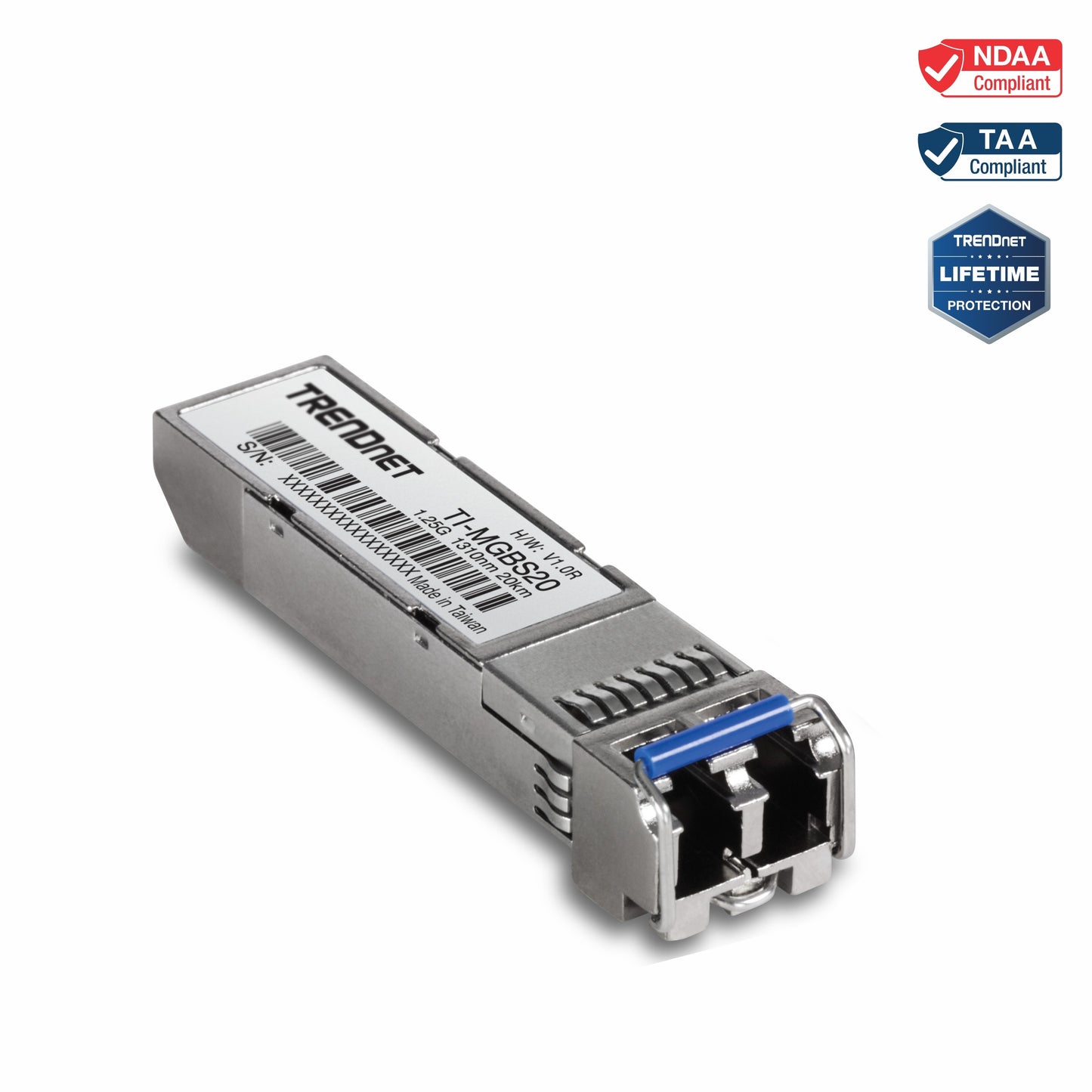 TRENDnet TI-MGBS20 Hardened Mini-GBIC SFP Module, 1.25 Gbps, 20KM