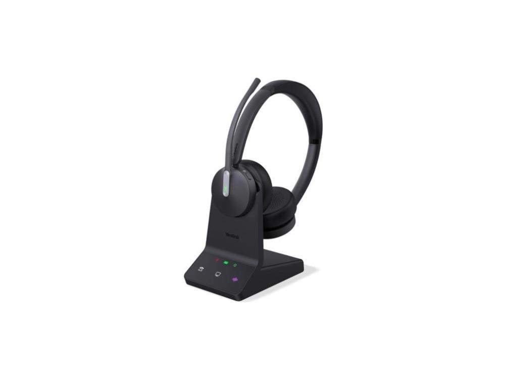 The YEALINK WH64 Dual Teams Wireless Headset is a stereo, binaural audio device built for modern hybrid work environments. With DECT and Bluetooth connectivity, this headset provides dependable wireless coverage up to 328.1 ft. Designed with an over-the-head, circumaural fit, it features a bi-directional noise-canceling microphone and full Teams certification for seamless UC integration.