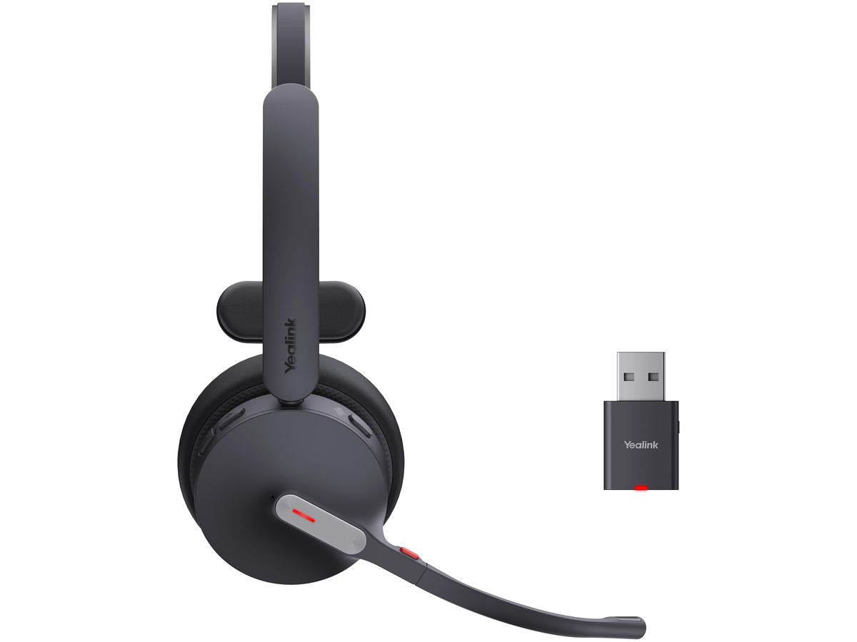 The Yealink WH64 Hybrid Mono UC is a wireless on-ear headset combining DECT and Bluetooth 5.2 technologies. Designed for professionals using UC platforms, it delivers crisp audio with 3 MEMS microphones and up to 32 hours of talk time. With robust security, comfortable all-day wear, wide operating range, and hybrid visual busylight, it is ideal for modern communication workflows.