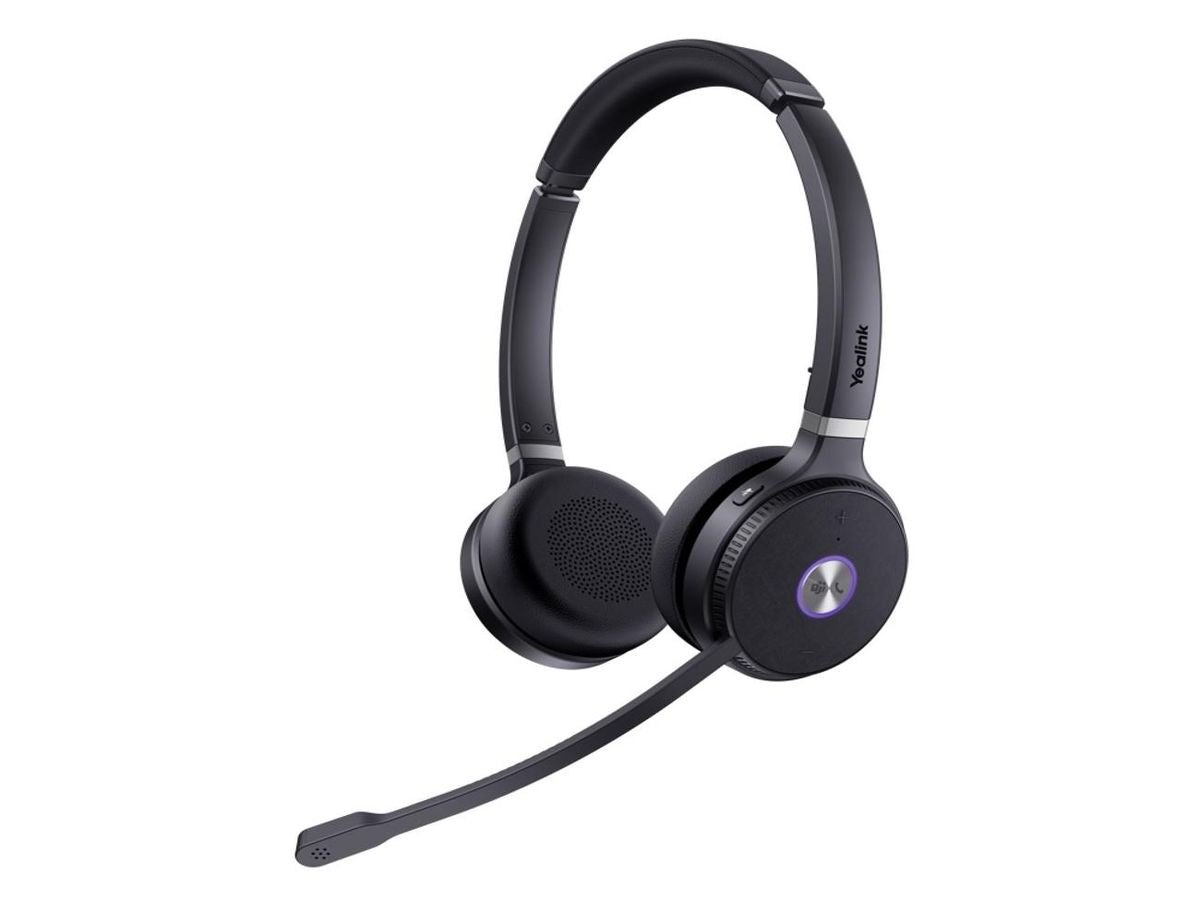 The Yealink WHD622T is a professional DECT wireless headset designed for seamless unified communications. With binaural on-ear leather ear cushions, a convenient busylight, and advanced Yealink Acoustic Shield Technology, it ensures both comfort and voice clarity in demanding business environments. Ideal for modern workspaces requiring clear communication over long distances.