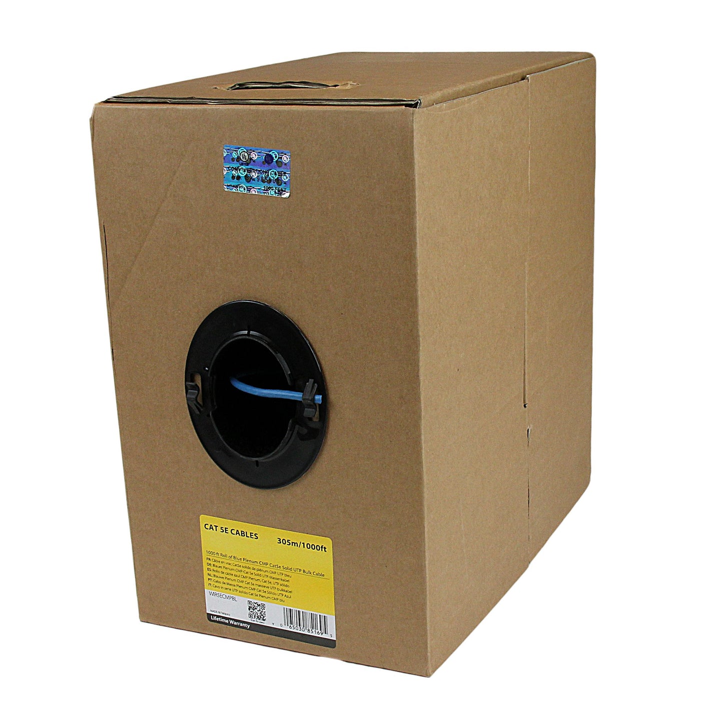 StarTech 1000ft Blue Cat5e CMP Solid Ethernet Cable, TAA, 24AWG, UTP