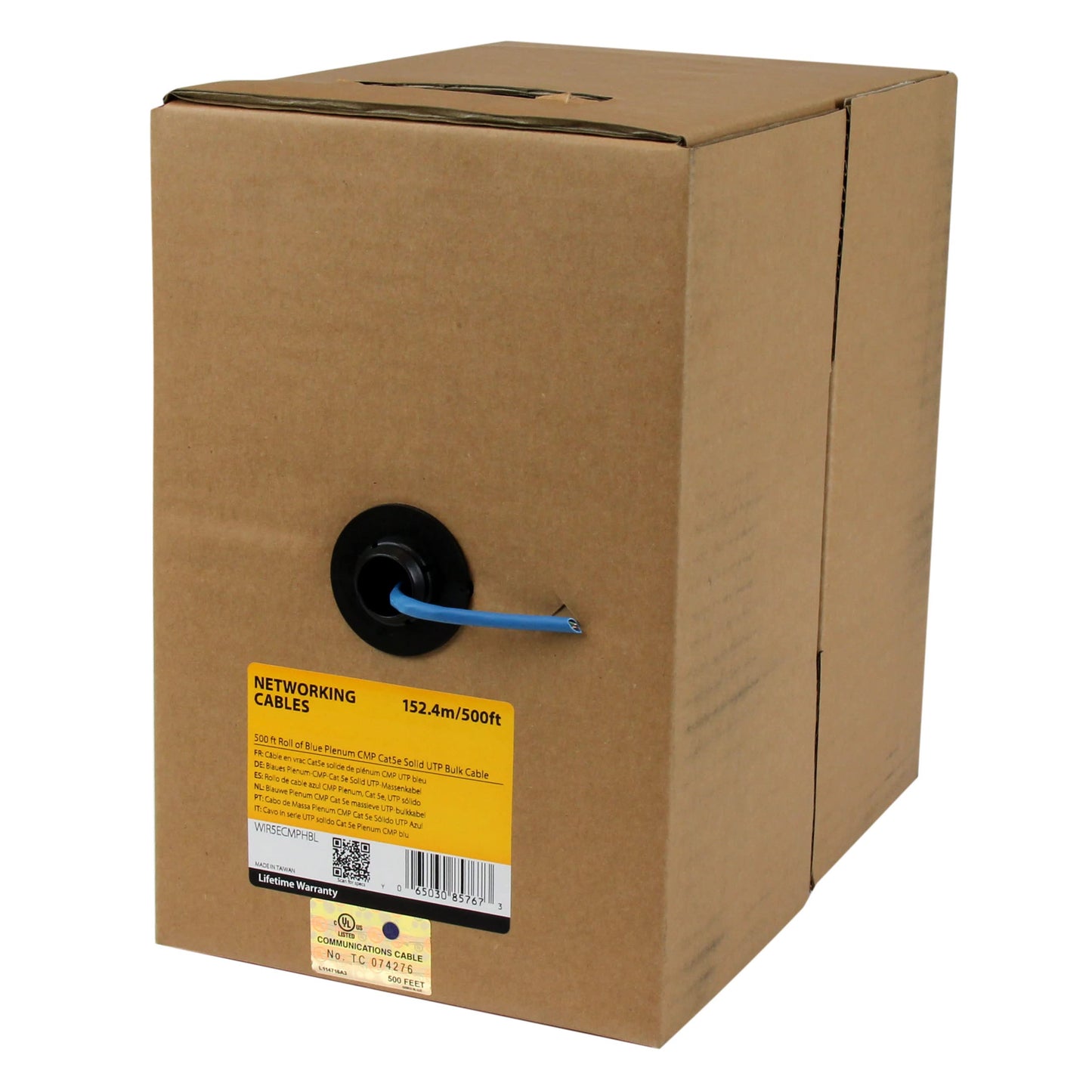 STARTECH 500ft Cat5e CMP Plenum Ethernet Cable, Blue, Solid Copper, TAA