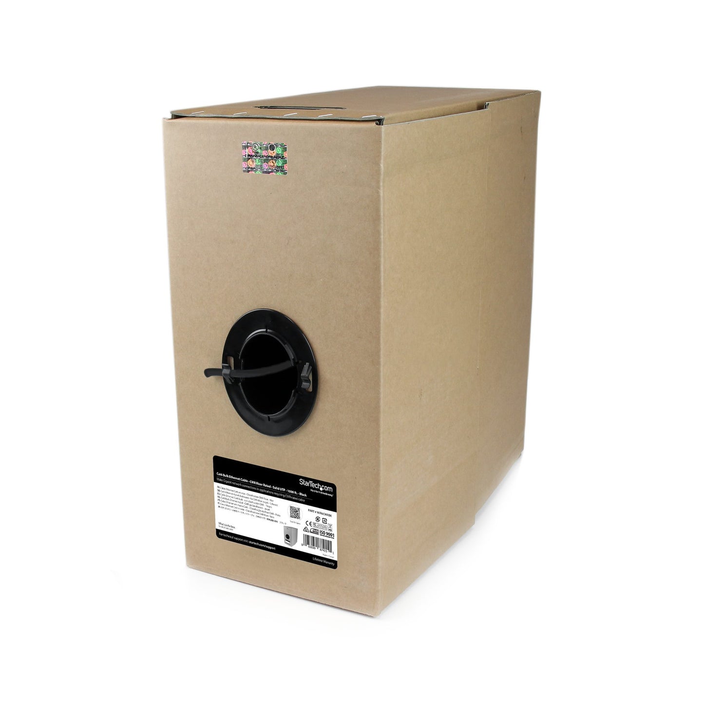 StarTech 1000 ft Cat6 Solid CMR Ethernet Cable, Black, TAA Compliant