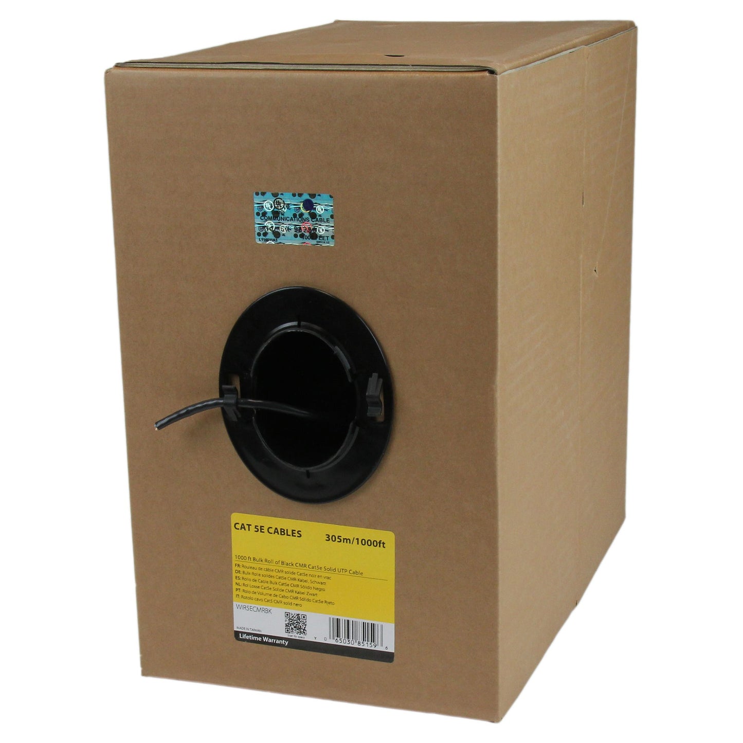 Câble Ethernet CMR solide StarTech Cat6 de 304 m, noir, conforme aux normes TAA