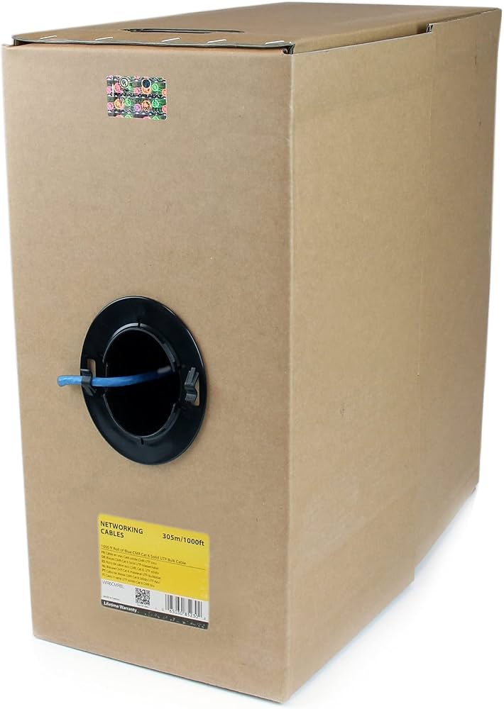 StarTech 1000 ft Cat6 Solid CMR Ethernet Cable, Black, TAA Compliant