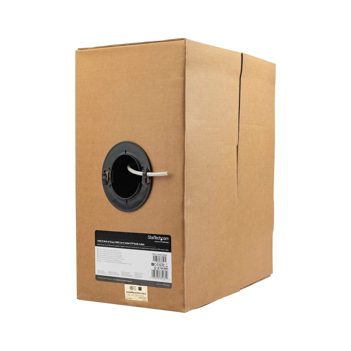 StarTech 1000ft Cat6 CMR Ethernet Cable, Gray, Solid 23AWG UTP