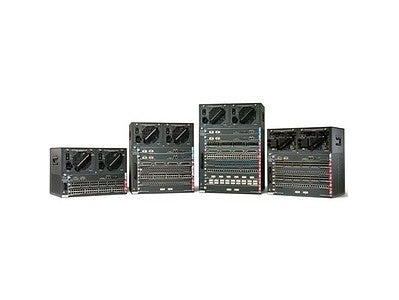 The Cisco Catalyst 4506 switch chassis provides nonblocking Layer 2–4 switching and integrated resiliency, tailored for high-availability environments. This refurbished 6-slot chassis supports a variety of Supervisor Engines and is ideal for deployment in enterprise, SMB, and Metro Ethernet networks. Includes fan assembly and rack-mount hardware, but no power supply.