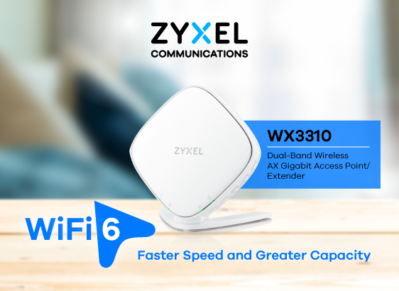 ZYXEL WX3310-B0 MPRO Repeater, 1Gbps, Dual-Band Wi-Fi, 2-Port Ethernet
