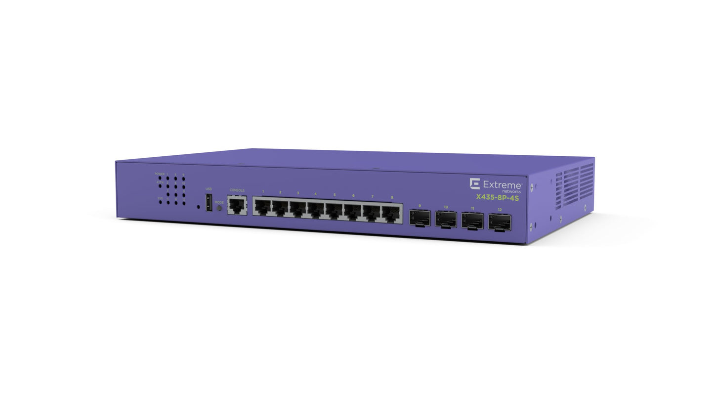 Commutateur Gigabit PoE+ Extreme Networks X435-8P-4S 8 ports avec 4 emplacements SFP