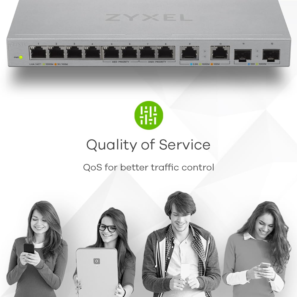 ZYXEL XGS1010-12 12-Port Unmanaged Multi-Gig Switch with 2.5G & 10G Ports