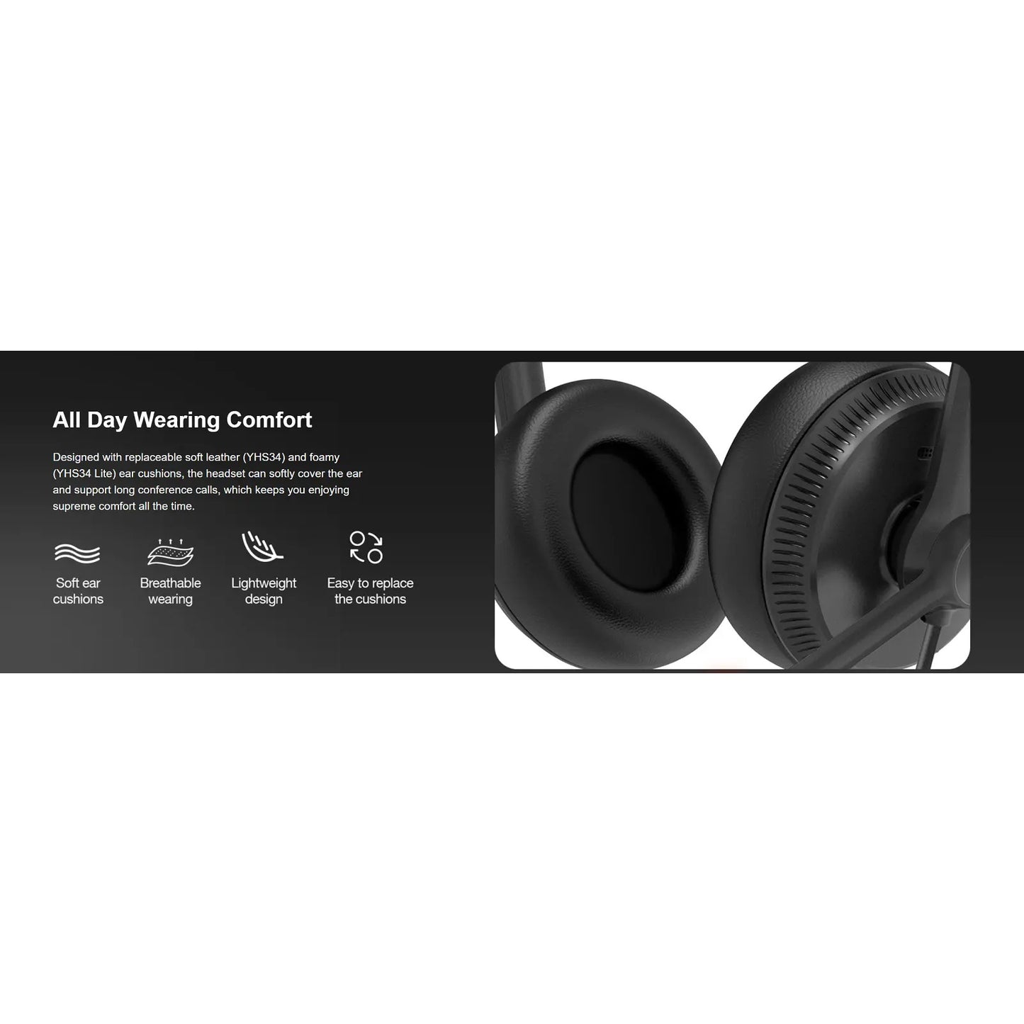 Yealink YHS34 Mono Wideband Headset with RJ9 QD