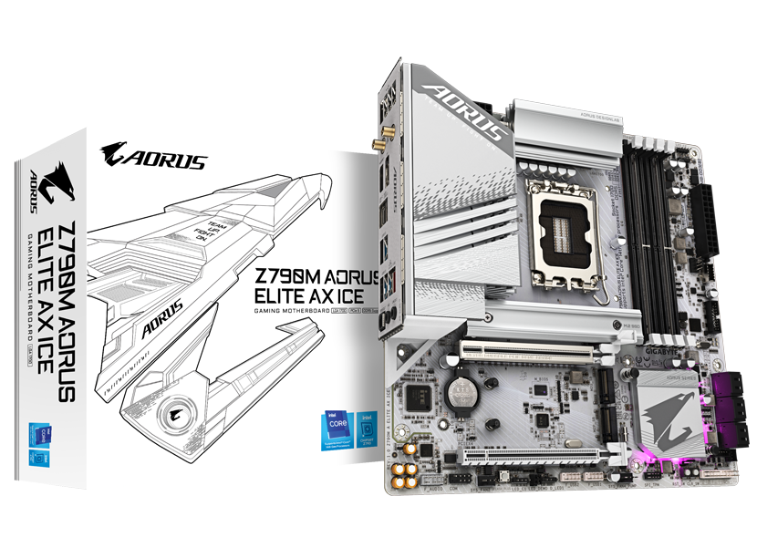 GIGABYTE Z790M AORUS ELITE AX ICE Micro ATX Motherboard