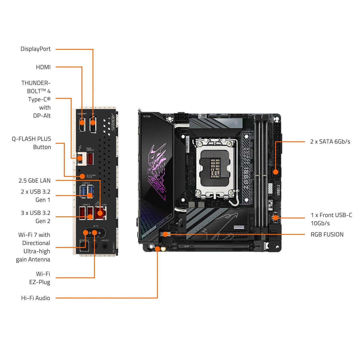 GIGABYTE Z890I AORUS ULTRA Mini-ITX LGA1851 Motherboard