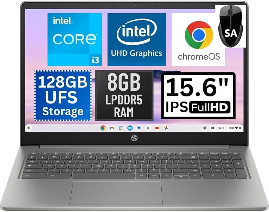 Chromebook ACER 15,6 pouces, Intel Core 3 100U, 8 Go, SSD 256 Go, ChromeOS