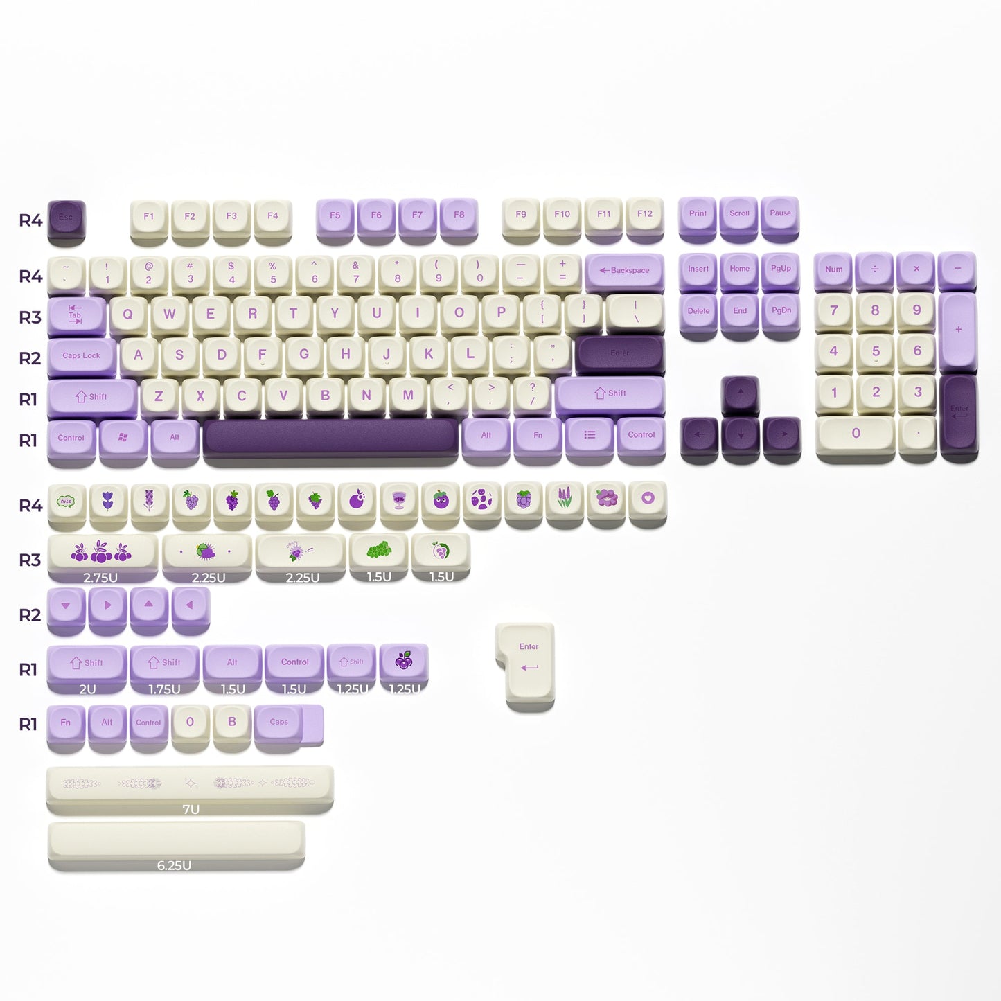 XVX Purple grapes MOA Profile Dye-Sub PBT Keycap Set 143-Key