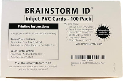 Cartes plastiques imprimables à jet d'encre CANON CR80 27 mil, paquet de 250