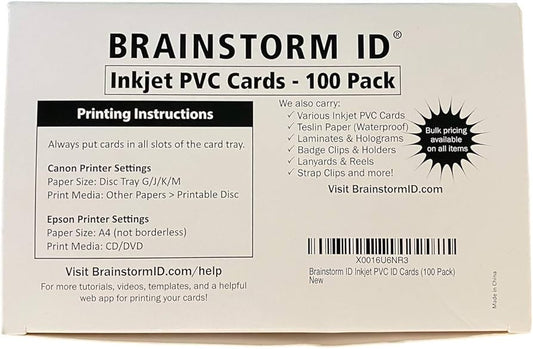 Cartes plastiques imprimables à jet d'encre CANON CR80 27 mil, paquet de 250