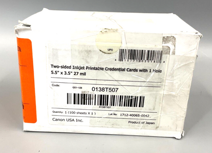 Cartes plastiques imprimables à jet d'encre Canon, 5,5 x 3,5 pouces, 27 mil, paquet de 100