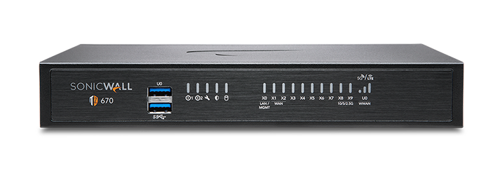 SONICWALL TZ670 Firewall, 8x1GbE, 2x10G SFP+, SonicOS 7